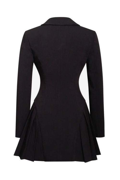 Beulah Pleated Blazer Mini Dress - Black