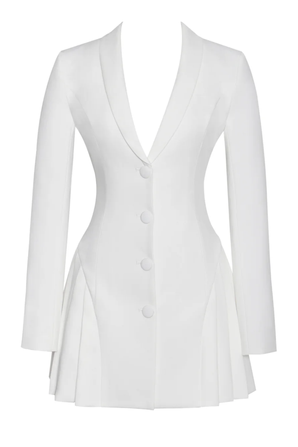 Beulah Pleated Blazer Mini Dress - White