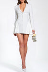 Beulah Pleated Blazer Mini Dress - White