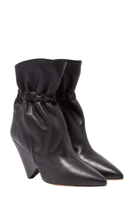 Bevin Gathered Leather Ankle Boots