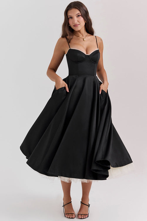 Billy Ballerina Midi Dress - Black