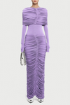 Birdya Symmetrical Draped Shoulder Maxi Dress - Purple