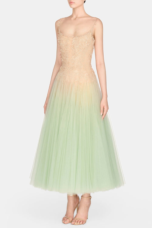 Bitzer Mint Ombre Lace Jacquard Midi Dress