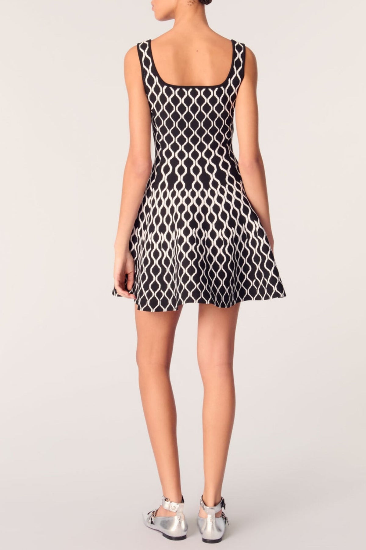 Bolboli Jacquard Knit Flared Mini Dress