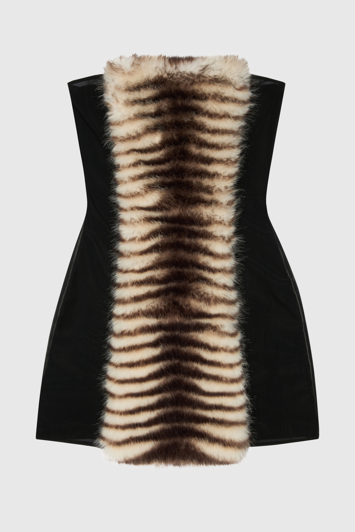 Boyne Faux Fur Strapless Mini Dress - Zebra