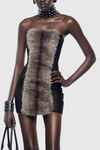 Boyne Faux Fur Strapless Mini Dress - Black