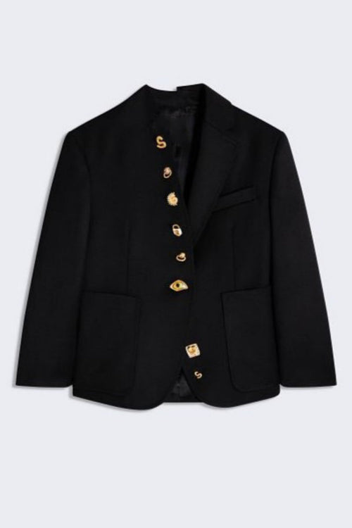 Brakia Asymmetric Buttoned Embellished Blazer