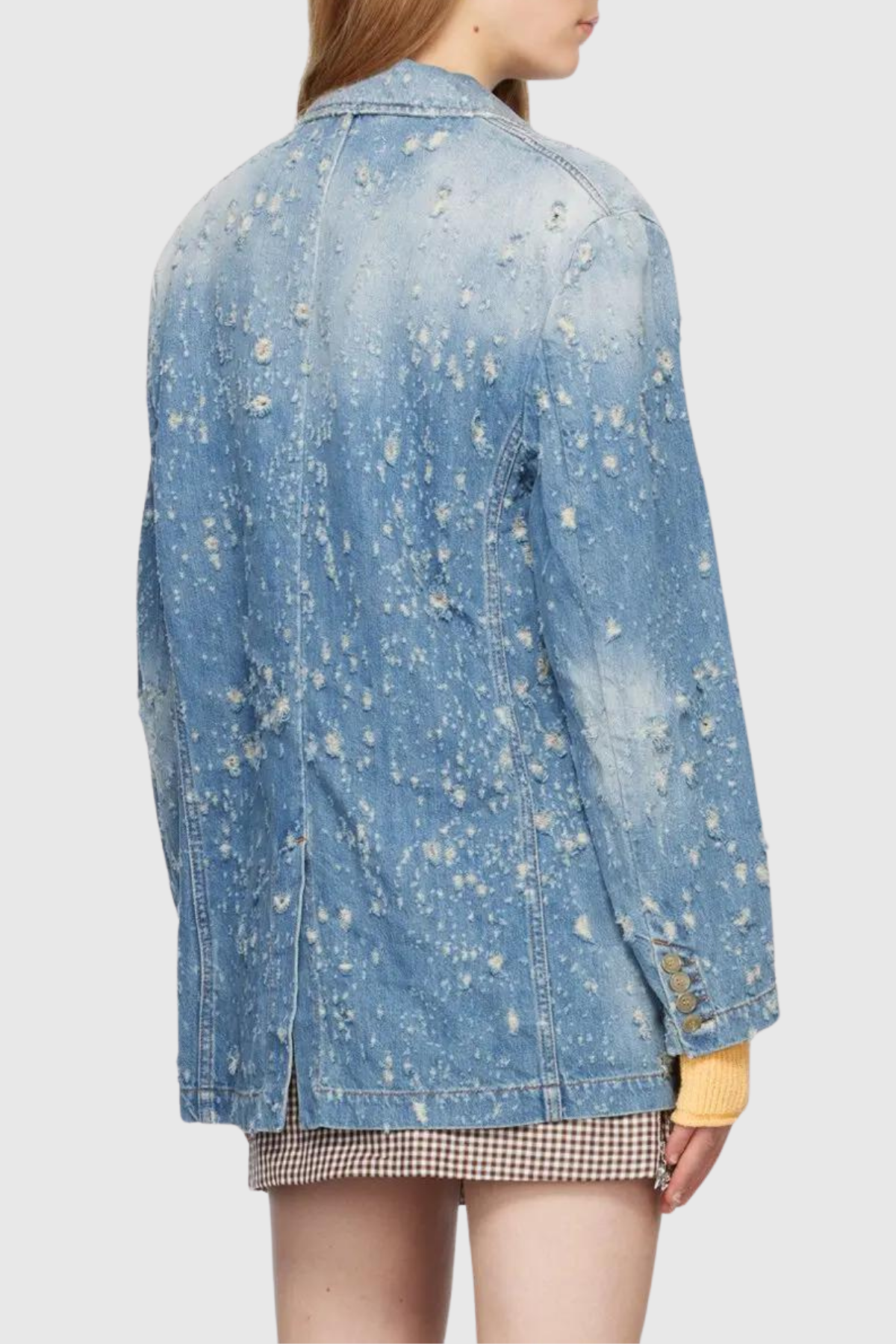 Brenna Torn Lapel Denim Jacket