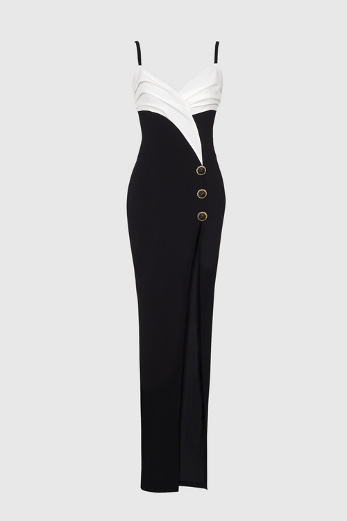 Bruna Two-Tone Split Maxi Bandage Dress