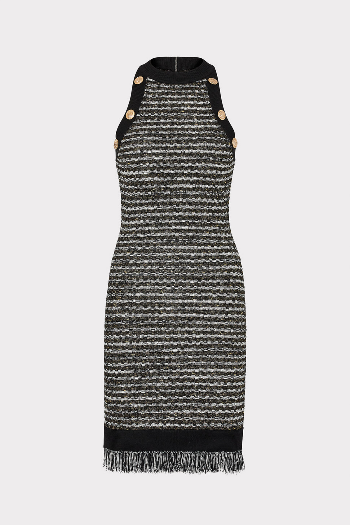 Cailean Fringe Tweed Sleeveless Mini Dress