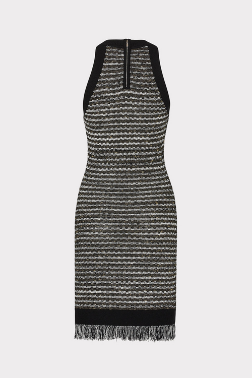 Cailean Fringe Tweed Sleeveless Mini Dress