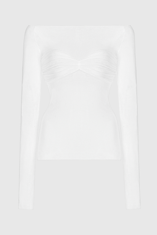 Callumo Off Shoulder Mesh Top - White