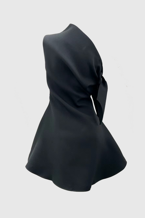 Calwa Asymmetric One Shoulder Flare Mini Dress