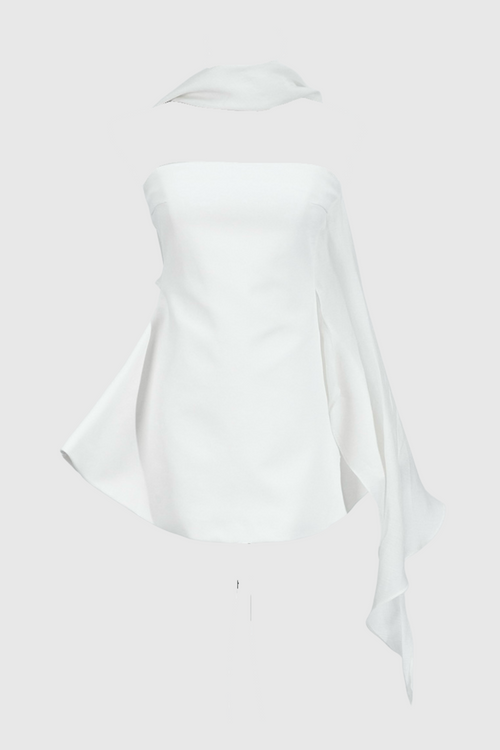 Calwa Scarf Strapless Flare Mini Dress