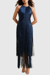 Carina Halter Fringe Maxi Bandage Dress - Blue