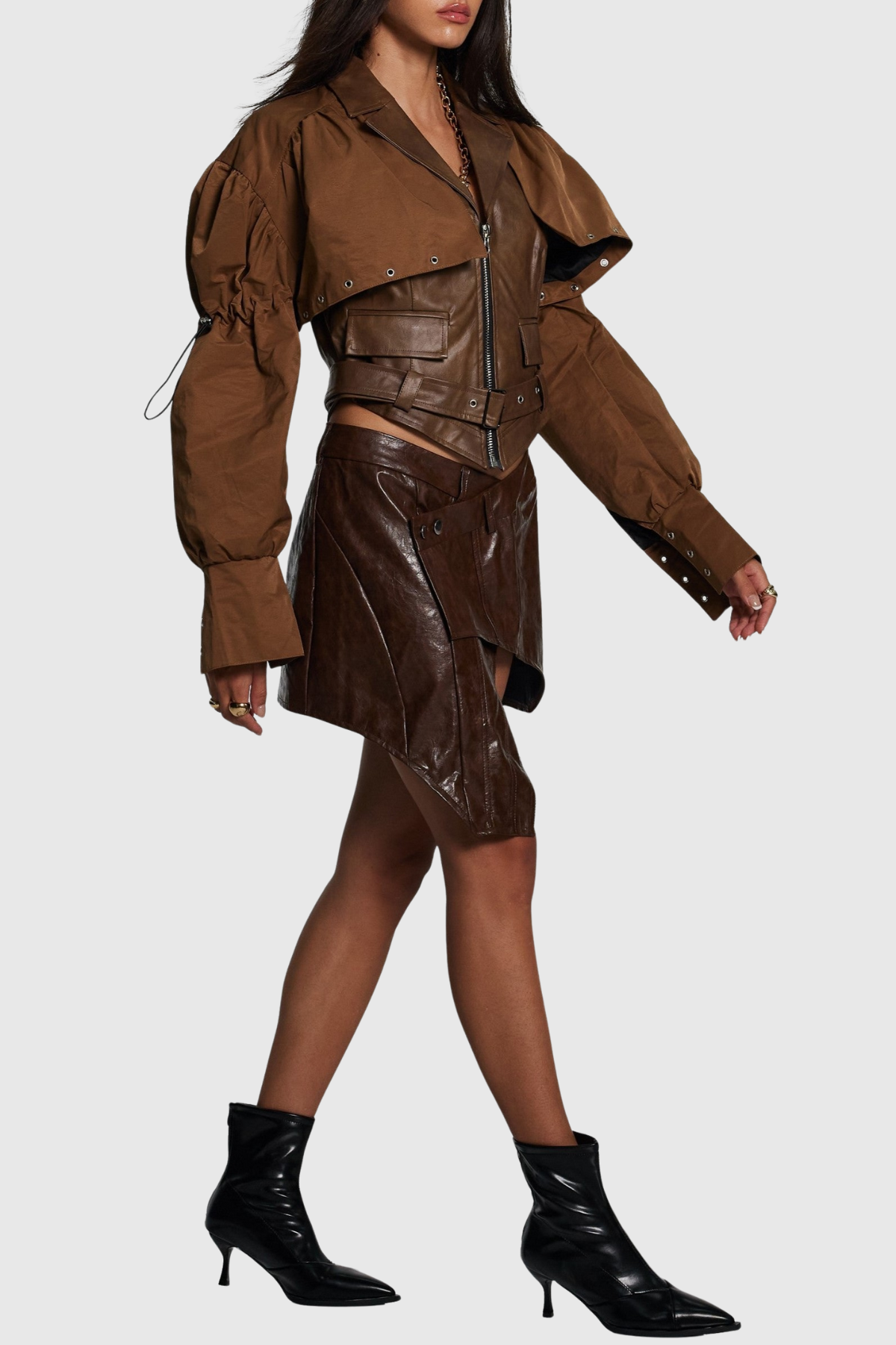 Chapa Faux Leather Jacket - Brown