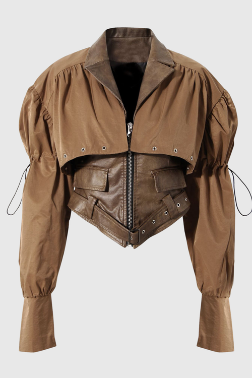 Chapa Faux Leather Jacket - Brown