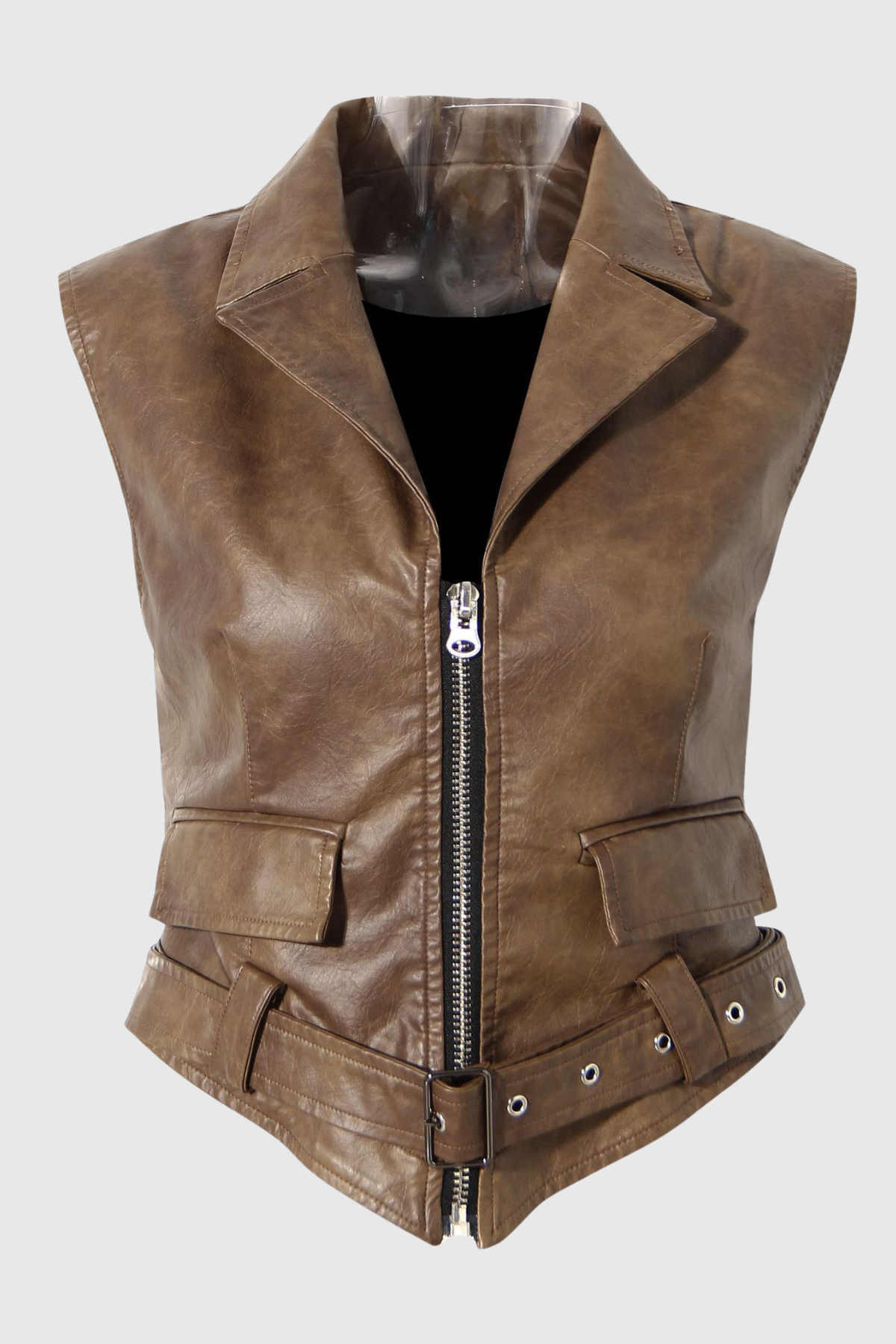 Chapa Faux Leather Jacket - Brown