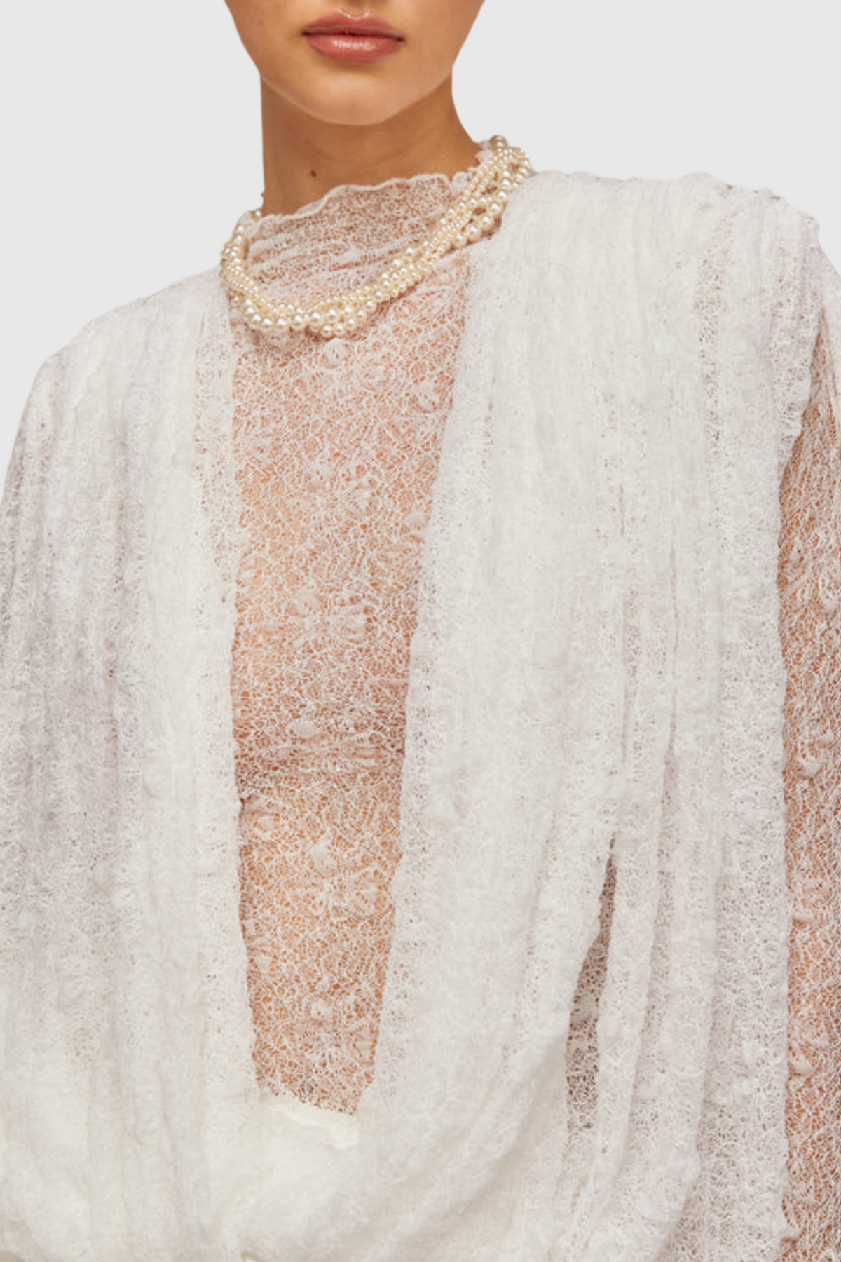Chaylee Semi-sheer Lace Ruffle Mini Dress