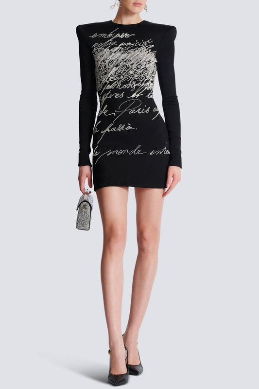 Choca Letter Embroidery Mini Dress