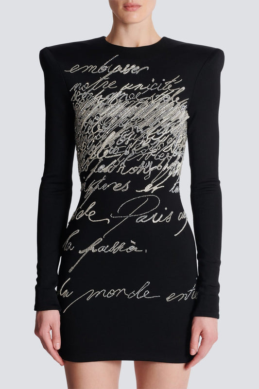 Choca Letter Embroidery Mini Dress