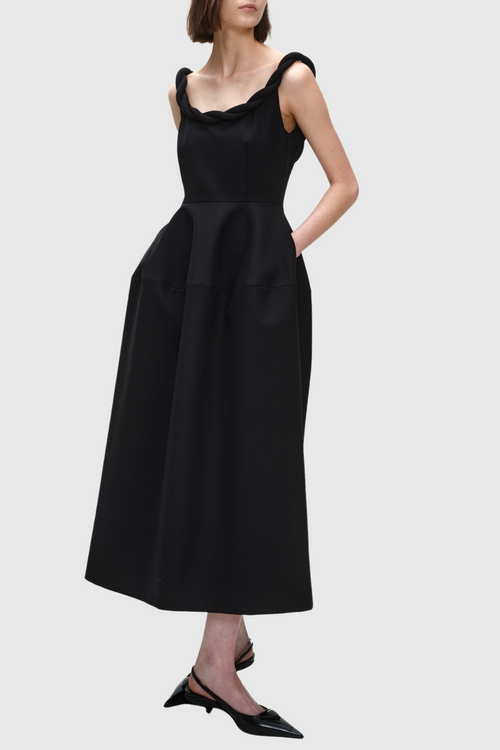 Clauda Twist Rope Backless Midi Dress