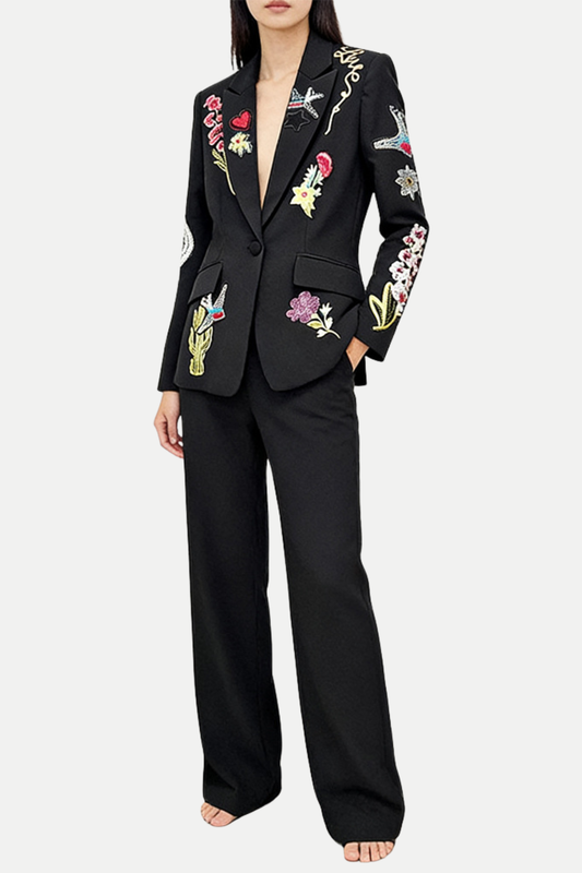 Claudra Embroidered Blazer & Pants Set