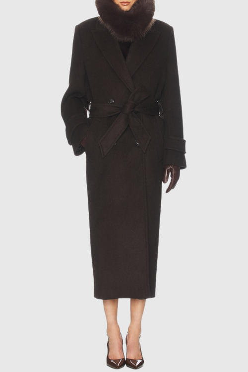 Clayta Wrapped Belted Coat - Brown