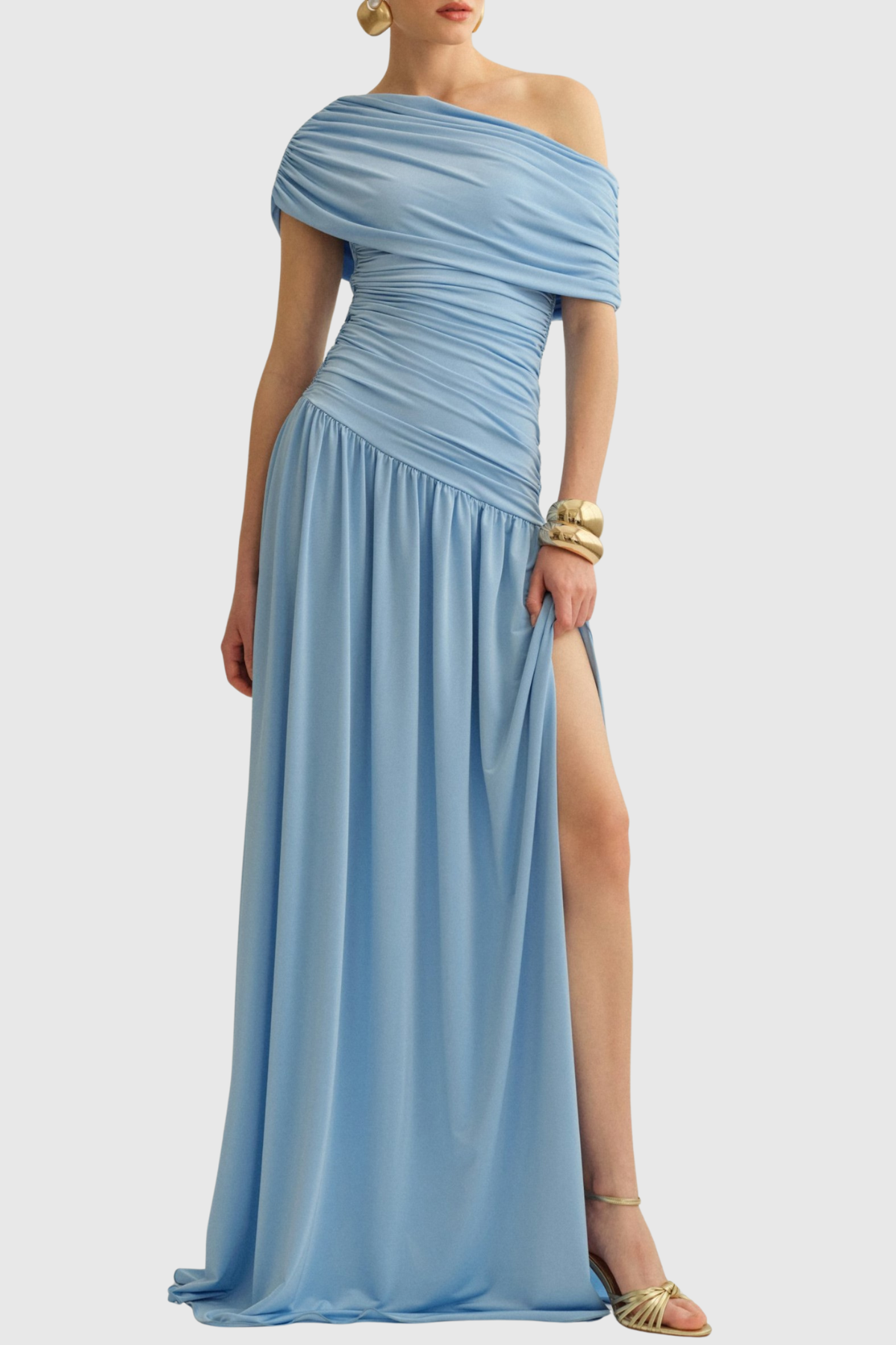 Coraha Off Shoulder Ruched Maxi Dress