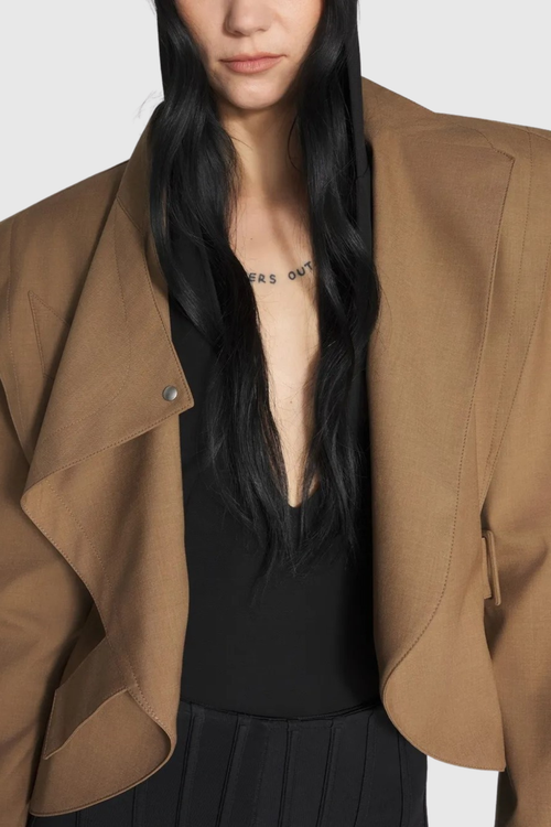 Crave Asymmetrical Buckle Jacket - Khaki