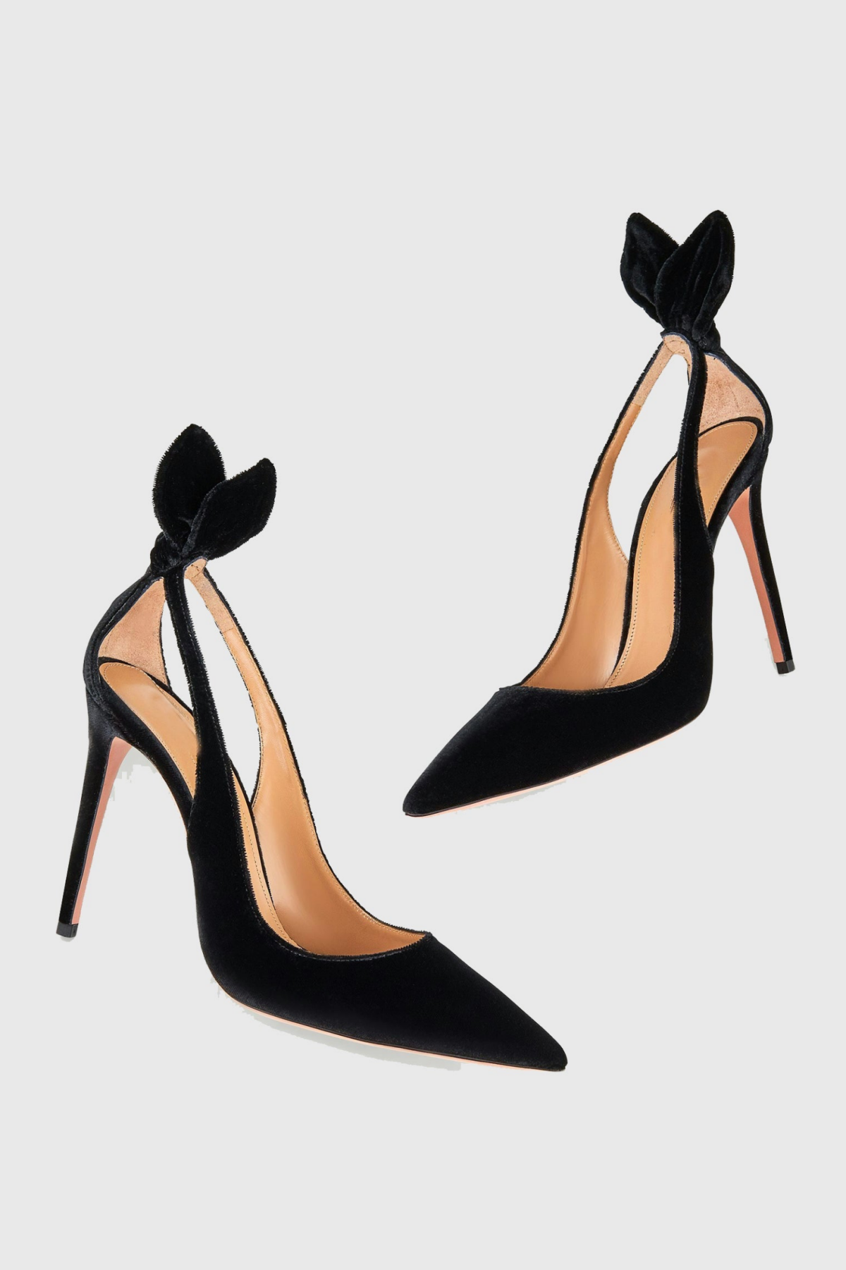 Crisia Bow Tie Velvet Pumps - Black