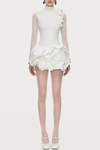 Cristi Flower Appliqué Long Sleeve Mini Dress