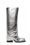 Danika Chunky Heel Metallic Trouser Boots - Silver