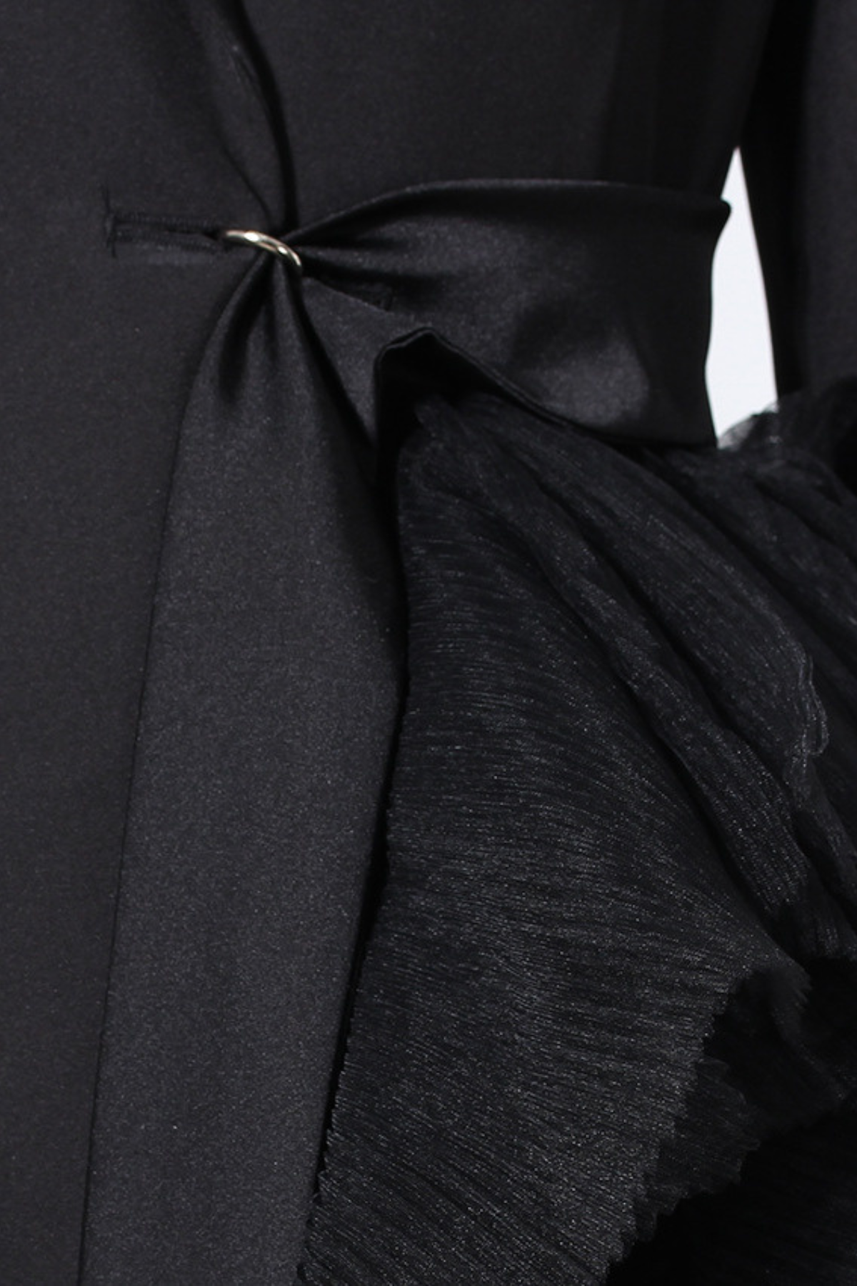 Dataya Mesh Patchwork Coat - Black
