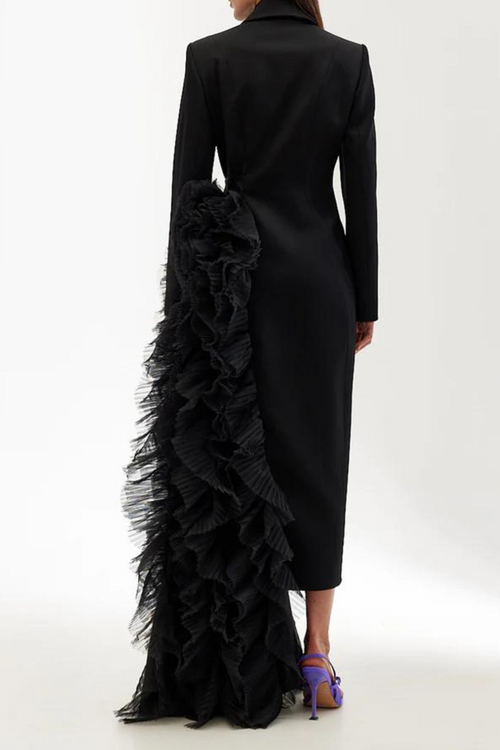 Dataya Mesh Patchwork Coat - Black
