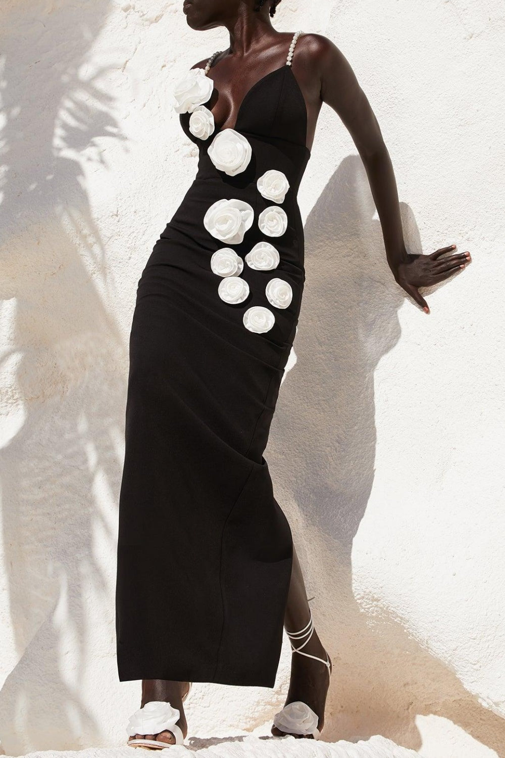 Delphi Floral Pearl Maxi Bandage Dress