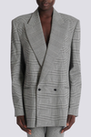 Dereck Plaid Oversize Blazer - Grey