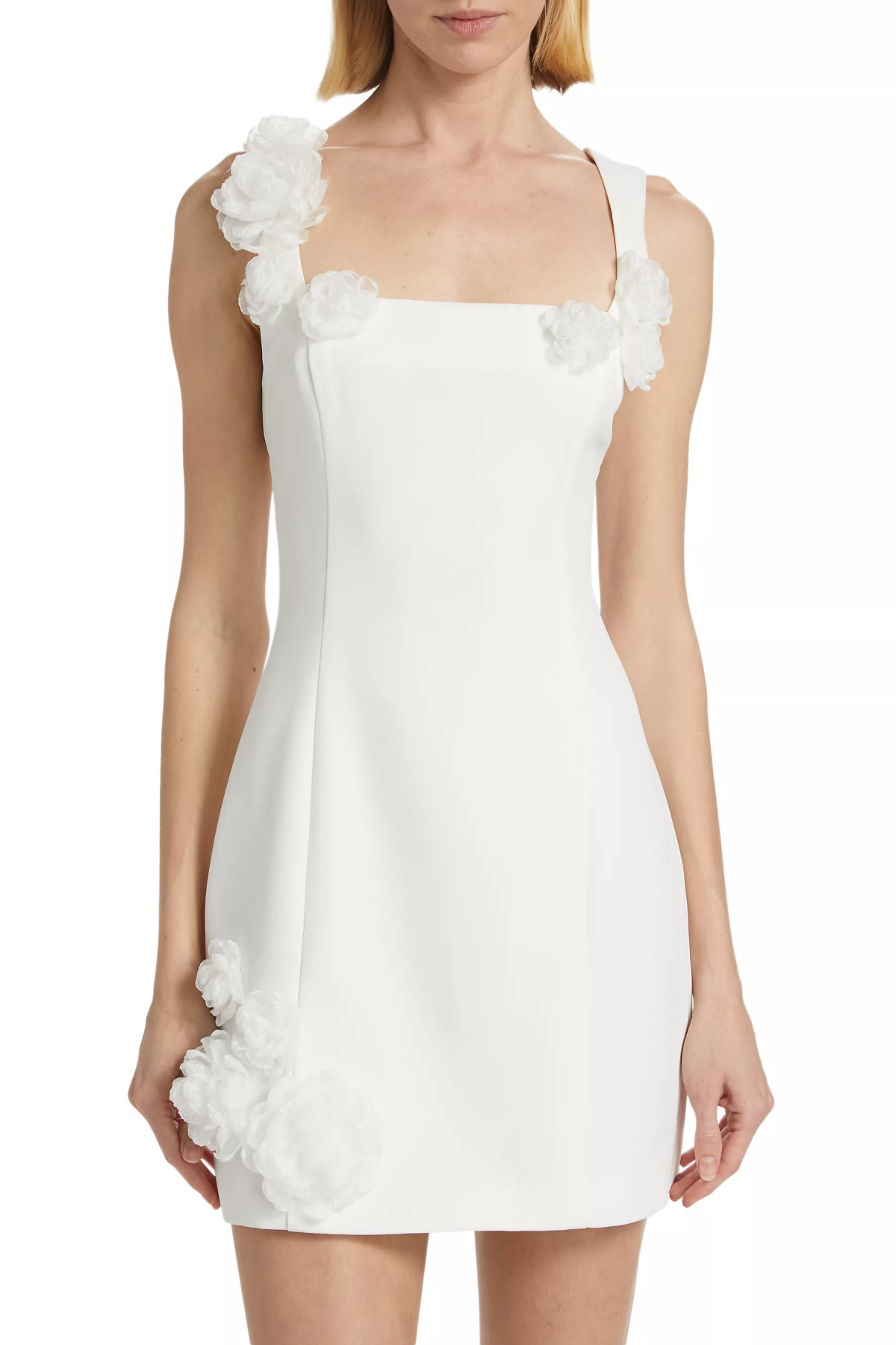Dilanne Floral  Appliqué Mini Dress - White