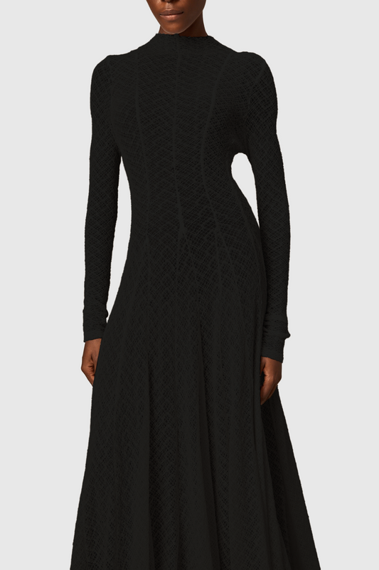 Dodiya Wavy-pattern Lace Maxi Dress - Black