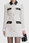 Dunja Faux-Leather-trimmed Tweed Mini Dress