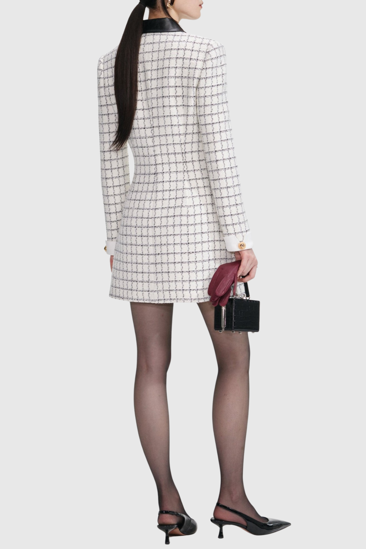 Dunja Faux-Leather-trimmed Tweed Mini Dress