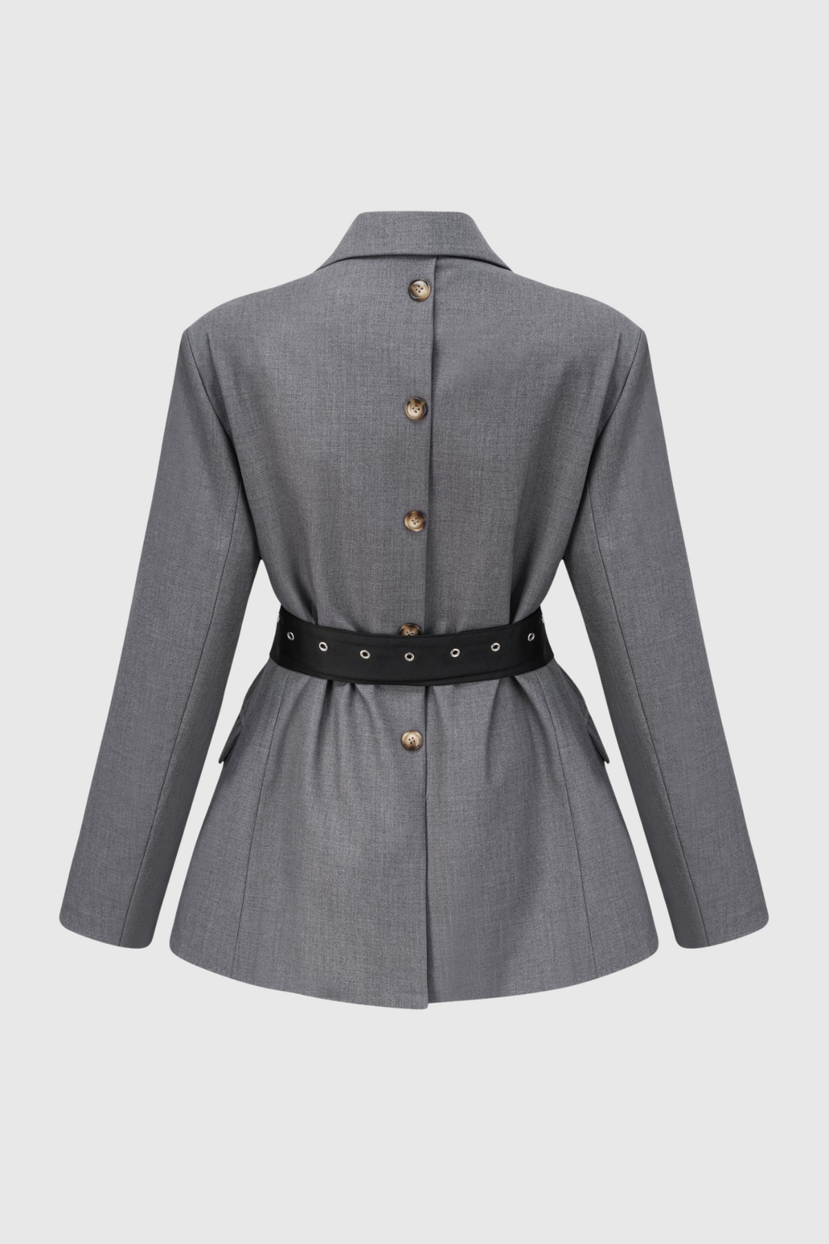 Eairein Belted Waist Blazer - Grey