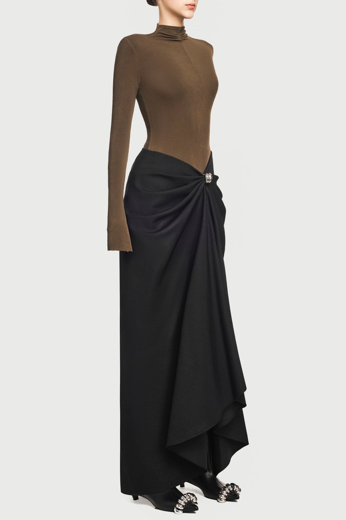 Fairly Deconstruct Ruched Maxi Dress - Brown