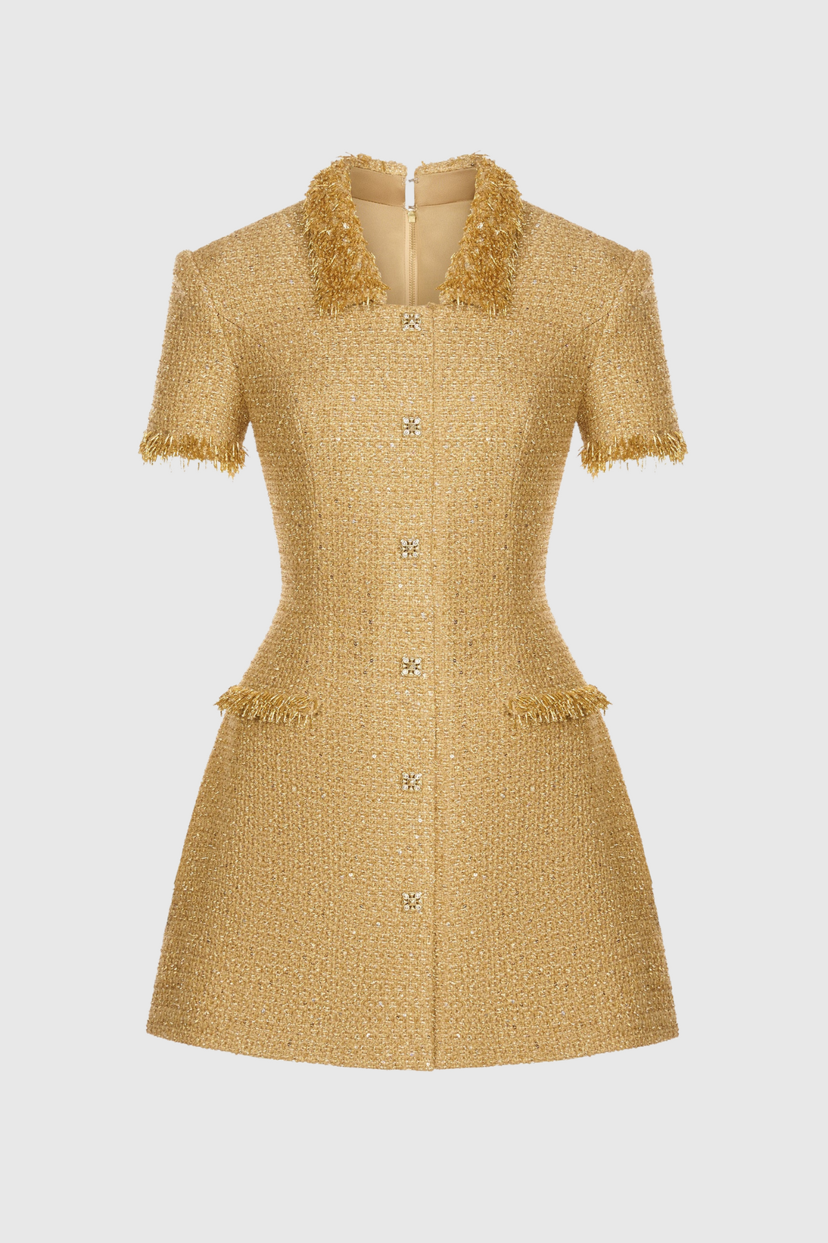 Elborno Gold Embellished Mini Dress