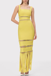 Efron Cutout Fringe Maxi Bandage Dress - Yellow