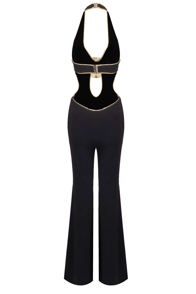 Eithne Flower Halter Cutout Jumpsuit