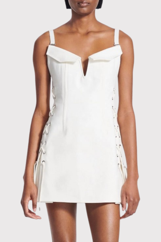Eiya Lace Up Mini Dress - White