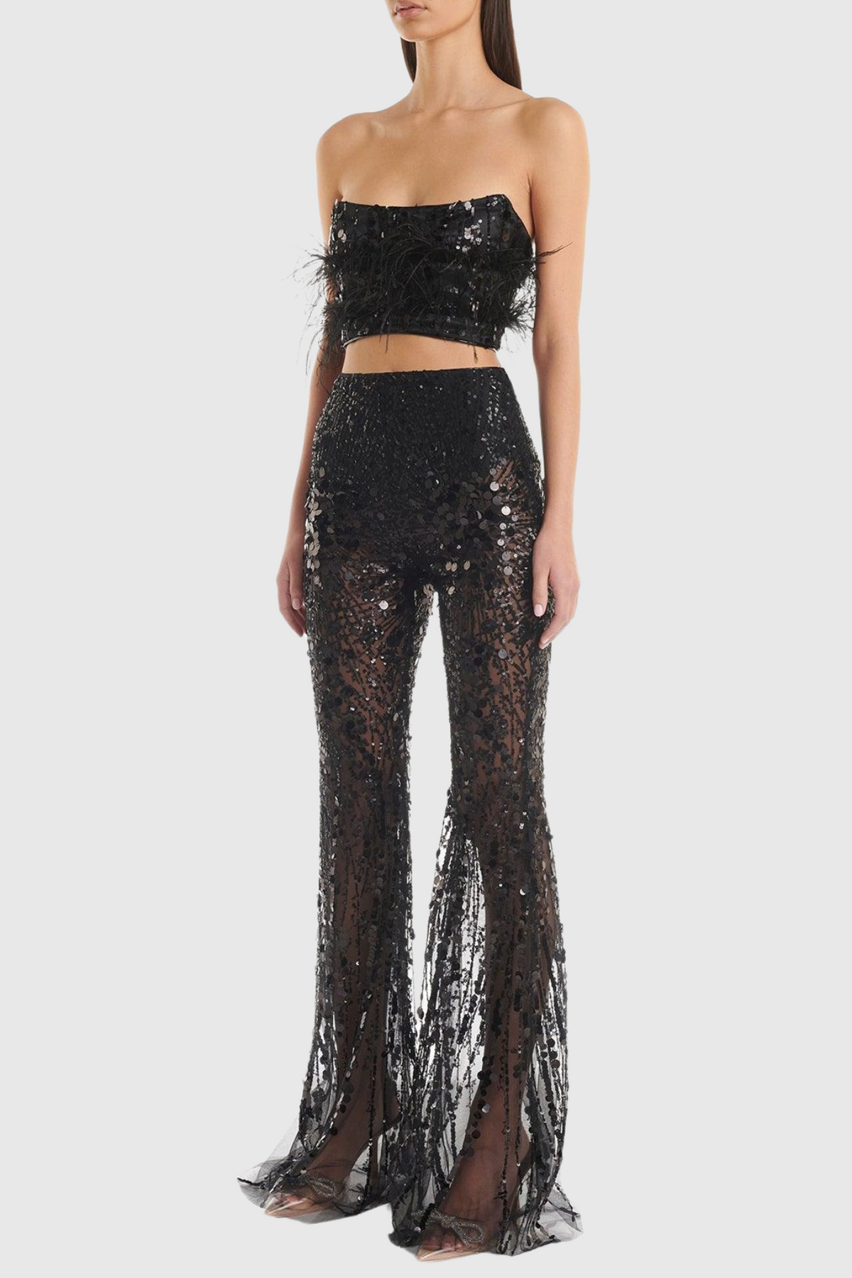 Eleri Feather Sequin Corset Two Piece Set