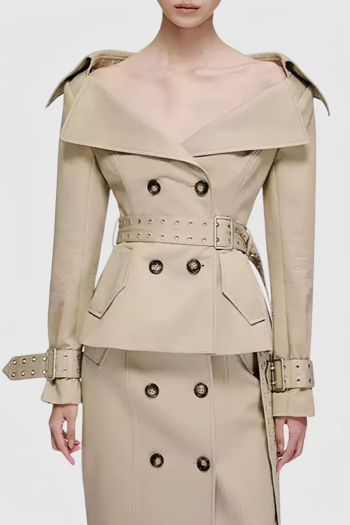 Ellina Double Breasted Short Trench