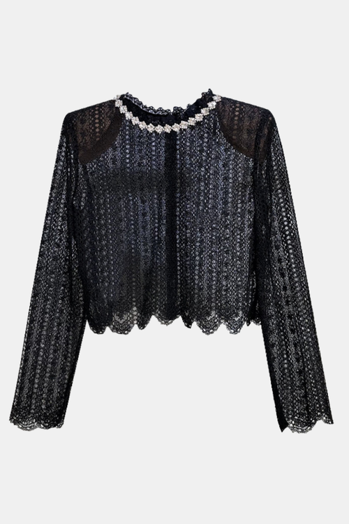 Emilo Crystal Embellished Lace Top